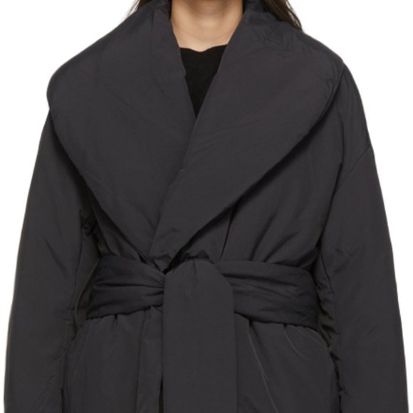 Toteme Belted Down Robe Coat Black (size 32) - Picture 5 of 8